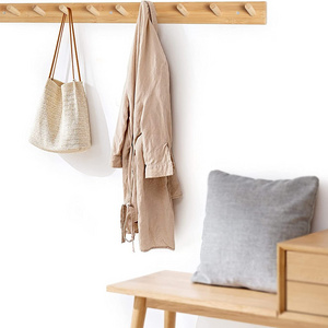 Factory Price Bamboo Wood Coat Rack Wall Mounted for Hanging Backpack Coat Towel Hat