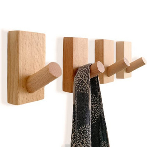 Wooden wall hooks-4 pack decorative wall hooks for hanging coats-Perfect backpack hooks, wall hooks