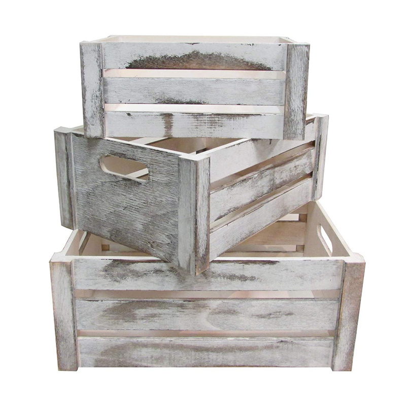 Rustic Wooden Crates with handles, hand crafted unfinished crate set, storage boxes