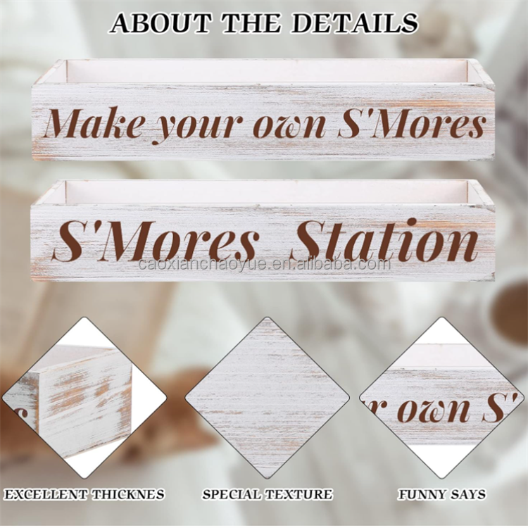 Custom Smore Bar Smore Caddy Tray Wood 3 Compartments Desk Organizer Tray Smores Caddy Tray Station