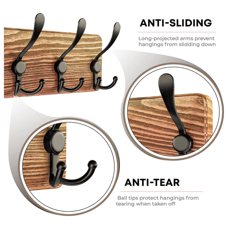 5 tri metal coat hooks new design  coat rack sturdy durable  wall mount wood coat racks