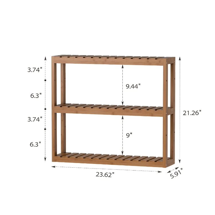 bathroom bamboo shelf organizer  3 tier storage shelf with adjustable wall mounted shelf rack