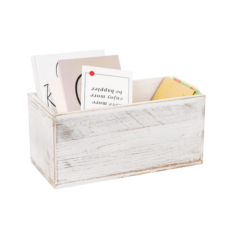 rustic white washed wood mail box storage holder file organizer