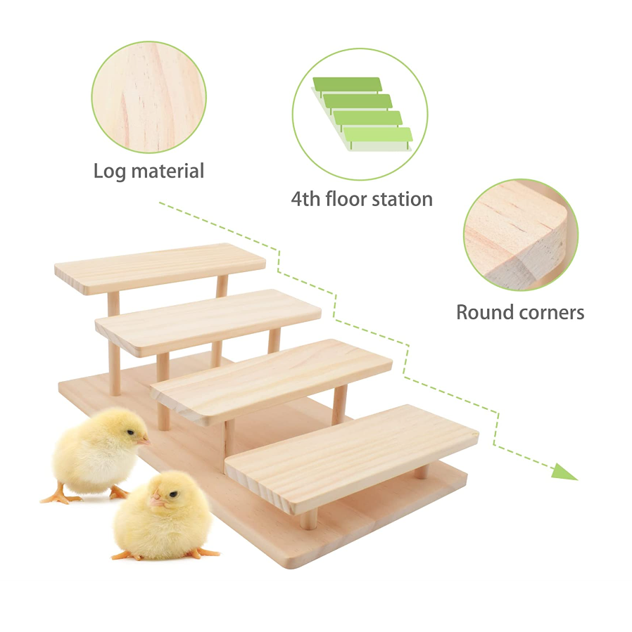 Solid Wood 4 Tier Hen Roost Toys Swings Brackets Chicken Roosts And Perches