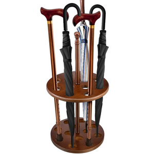 Umbrella Holder Round 2 Tiered Cane Holder Wooden Stand For Walking Sticks Umbrella Base Stand