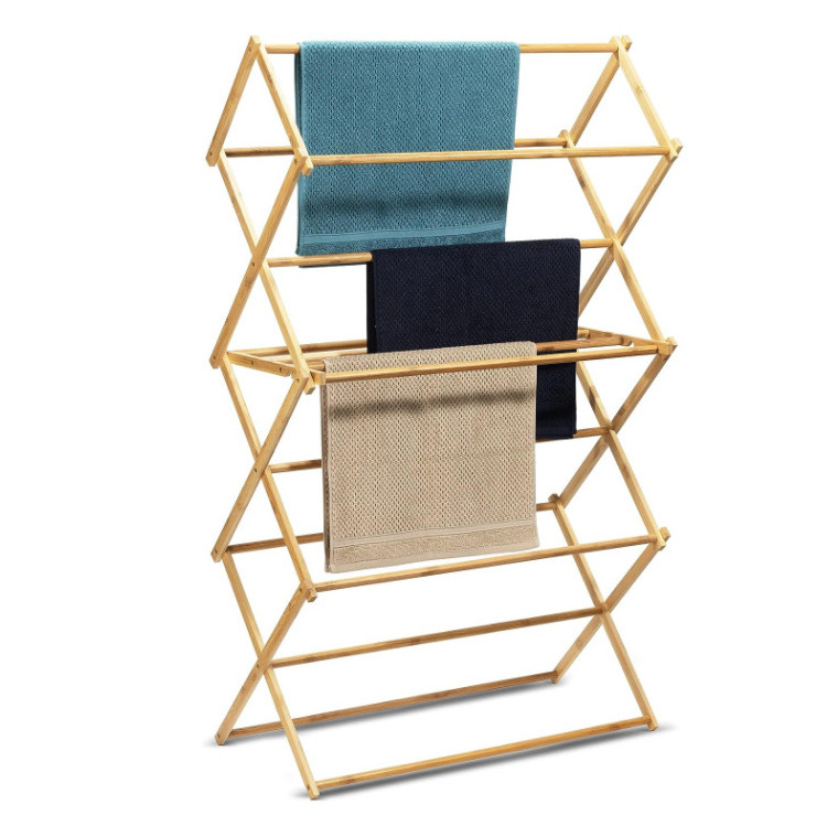 High Quality Bamboo Laundry Drying Rack For Clothes, Wood Clothing Dryer