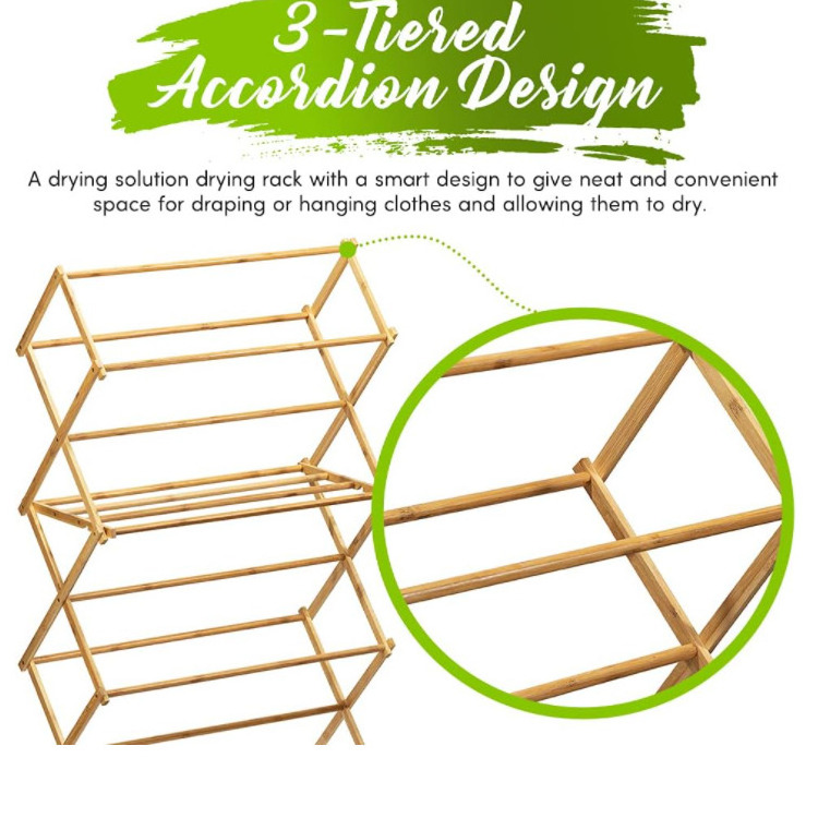 High Quality Bamboo Laundry Drying Rack For Clothes, Wood Clothing Dryer