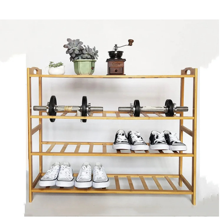 Bamboo Shoe Rack 4 Tier Shoe Organizer Modern Simple Design Entryway Shoe Shelf For Home