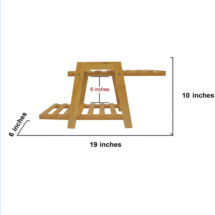 small plant stand bamboo 2 tier    plants rack  & shelf planter for succulents