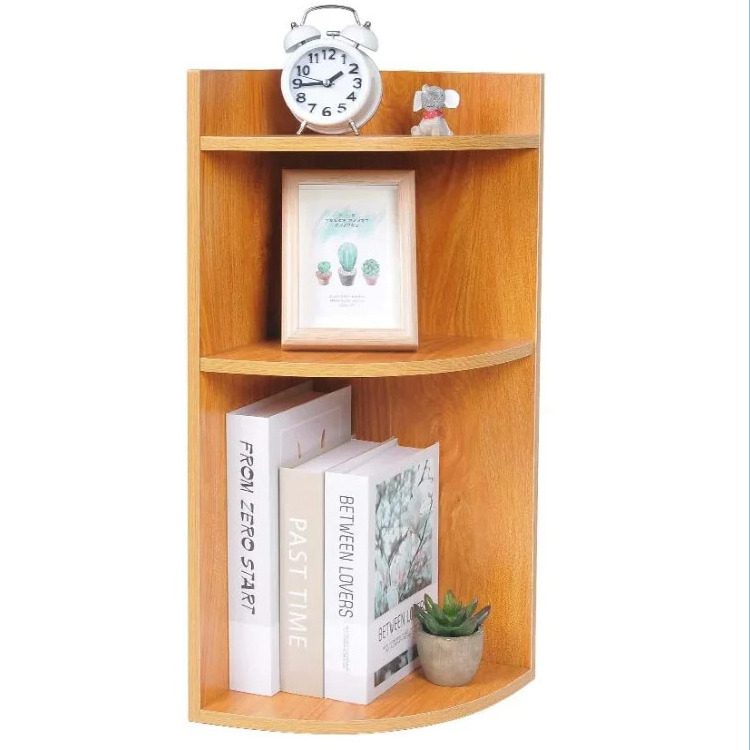 3 tiers small bookshelf wooden corner desktop unit display small wooden locker