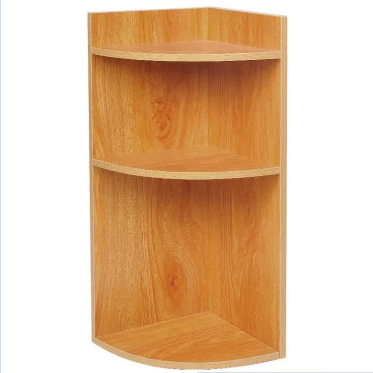 3 tiers small bookshelf wooden corner desktop unit display small wooden locker