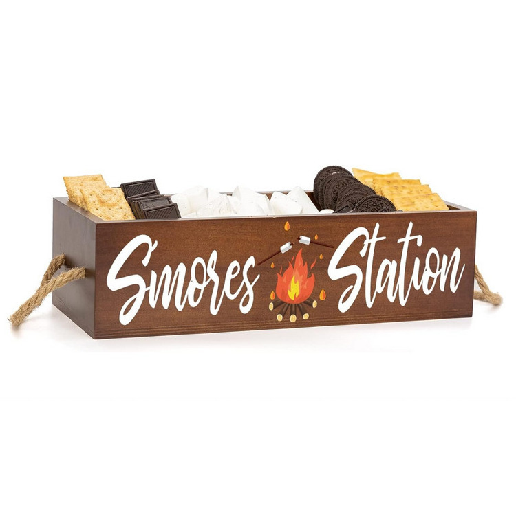 Customization S'Mores Station Box Smores Kit For Fire Pit Smores Maker Farmhouse Kitchen Smores Bar Holder