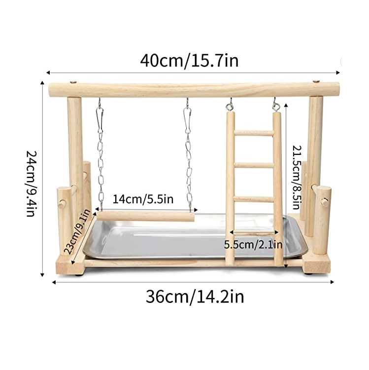 Natural Wood Bird Playground Parrot Perch Playstand Play Gym Stand Playpen Perches Ladder Swing Platform With Toys