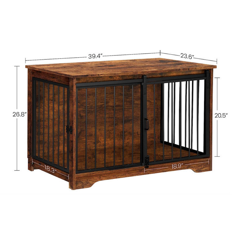 Double-Door Design Dog Crate Heavy Duty Dog Kennels Large Outdoor With Sliding Barn Door