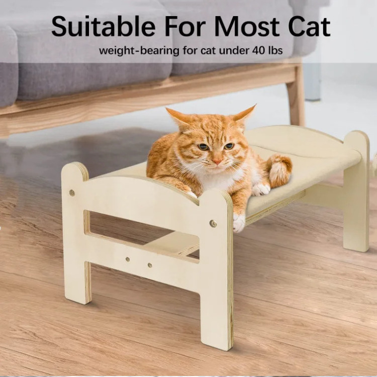 elevated design cat bed wooden elevated cat bed free-standing for indoor cats