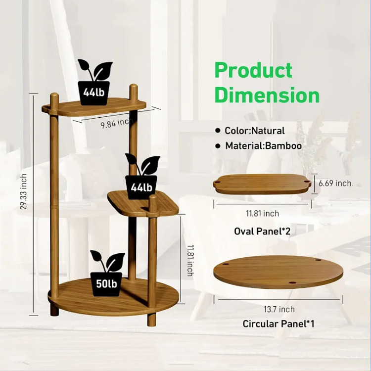 3 tier plant stands enisudo tall bamboo plant stand indoor plant stands with 3 minute assemble