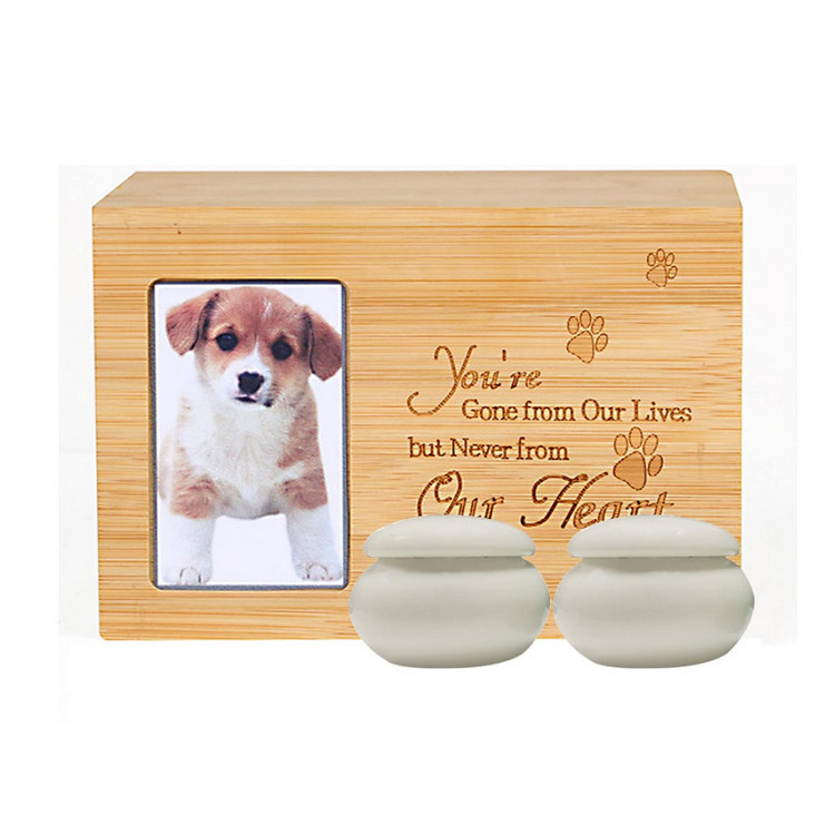 1pcs Bamboo Urn+2pcs Ceramic Urn Pet Memorial Urn For Ashes Cat Or Dog Memory Box