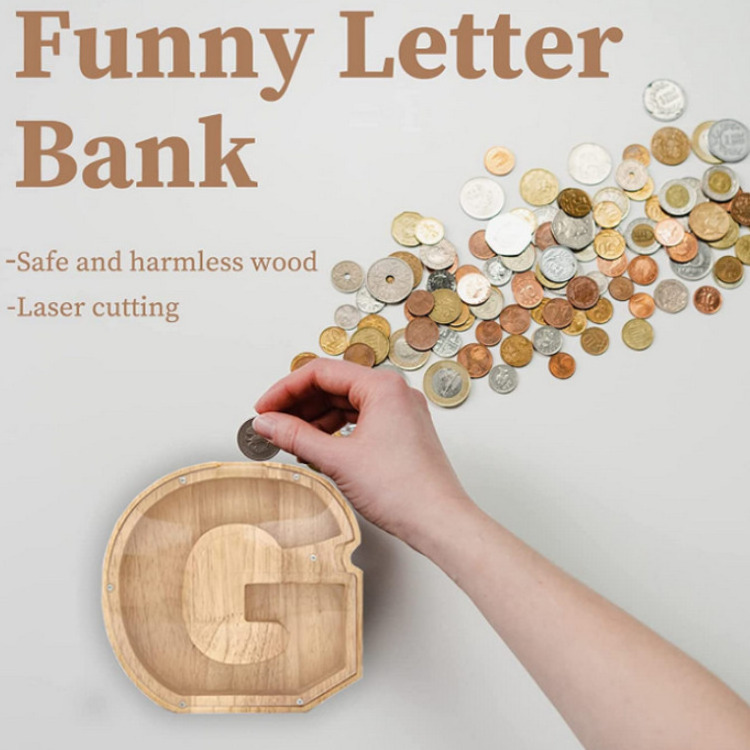 Wooden Money Box Saving Children Large Blank Wooden House Letter Piggy Bank Kids For Adults