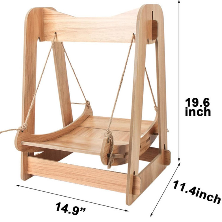 Elevated Pet Cot Wooden Frame Cat Hammock Dog Bed Kitten Pet Standing Swing Toys Summer Wood Cat Cushion Sofa Bed For Kitty