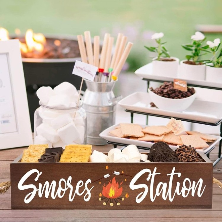 Customization S'Mores Station Box Smores Kit For Fire Pit Smores Maker Farmhouse Kitchen Smores Bar Holder