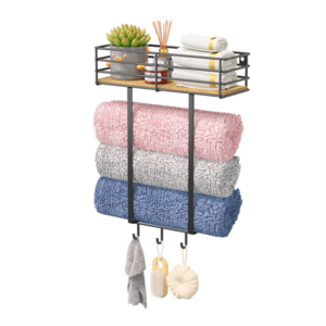 Bathroom Organizer Towel Holder Stand Blanket Rack Wall Mounted Camper Rolled Bath Towel Holder