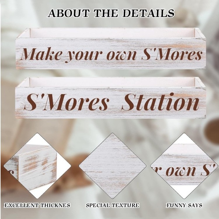 Rustic S'Mores Station Box Farmhouse S'Mores Bar Holder Farmhouse Kitchen Smores Box