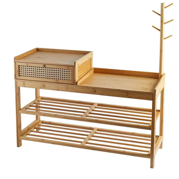 Unique Design Simple Shoe Rack  Bench Entryway Coat Tree Combo With Seat And Cabinet