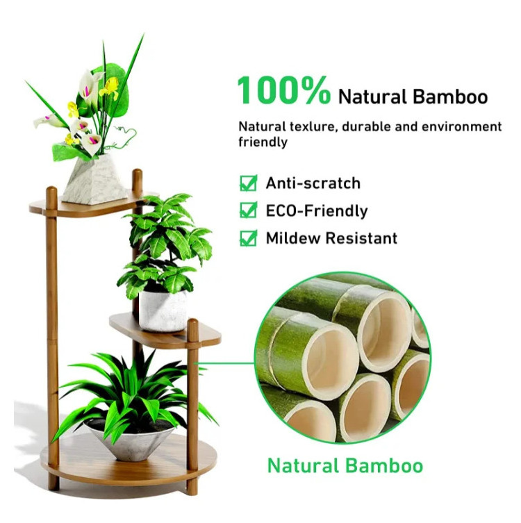 3 tier plant stands enisudo tall bamboo plant stand indoor plant stands with 3 minute assemble