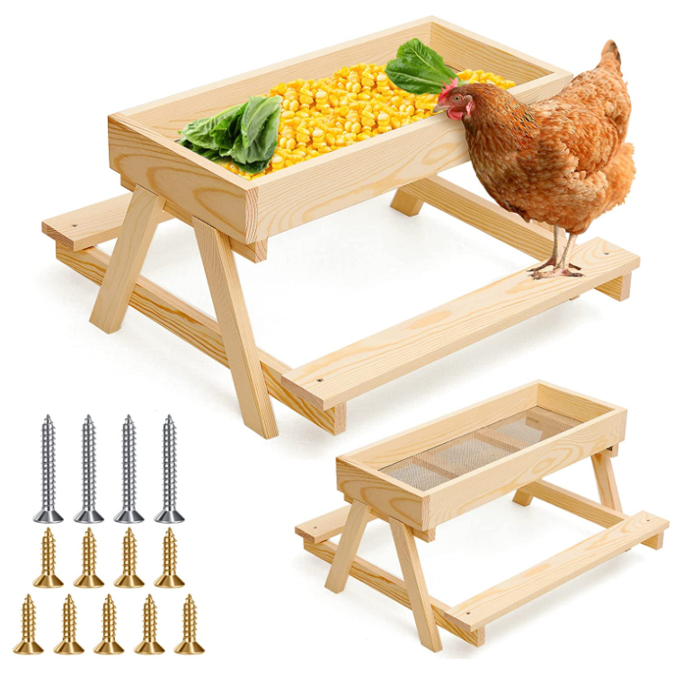 Portable Chicken Picnic Table Handmade Wooden, Diy Chicken Feeder Kit Chicken Feeder Table Picnic