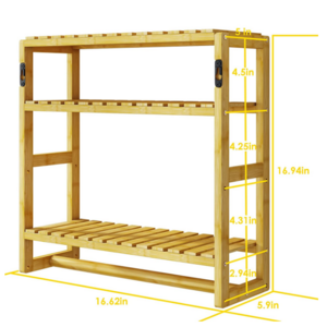 bamboo adjustable 3 tiers plant shelf over the toilet storage with hanging rod