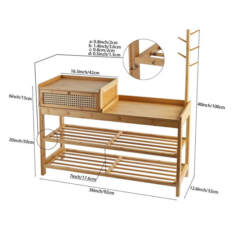 Unique Design Simple Shoe Rack  Bench Entryway Coat Tree Combo With Seat And Cabinet