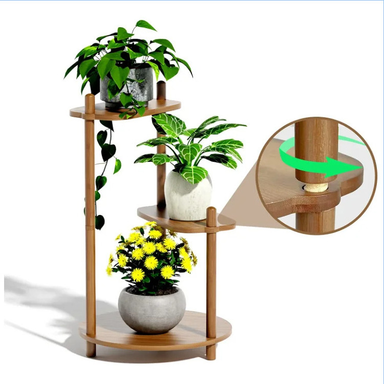 3 tier plant stands enisudo tall bamboo plant stand indoor plant stands with 3 minute assemble