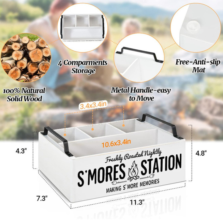 Hot Sale Farmhouse S'Mores Bar Holder With Handles Smores Caddy, Smores Kitchen Accessories Organizer