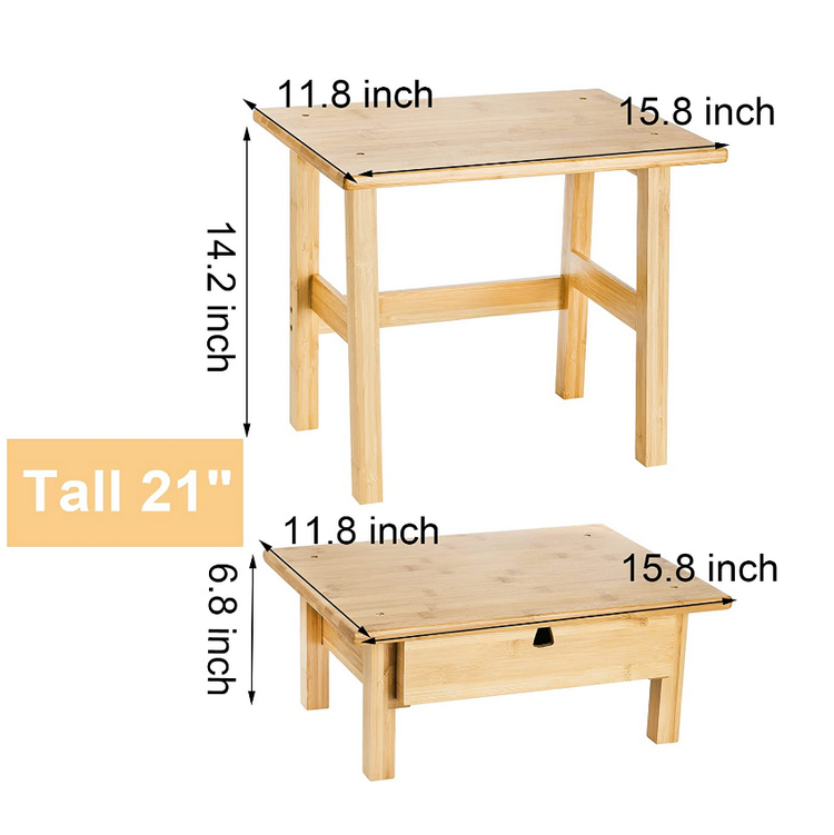 stackable 2 tier side table bamboo nightstand bedside table for small space shelf