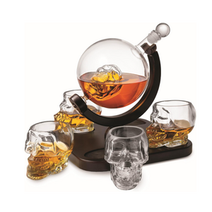 Unique crafted Skull Whiskey Glasses Barware set Skull Liquor Decanter with 4 Whiskey Glasses