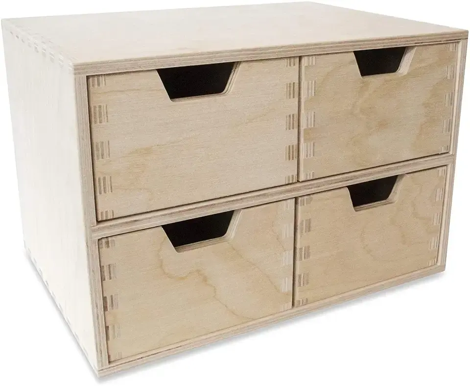 Custom Unfinished Wood Keepsake Organizer Chest Multifunctional Desktop Wooden Drawer Storage Box