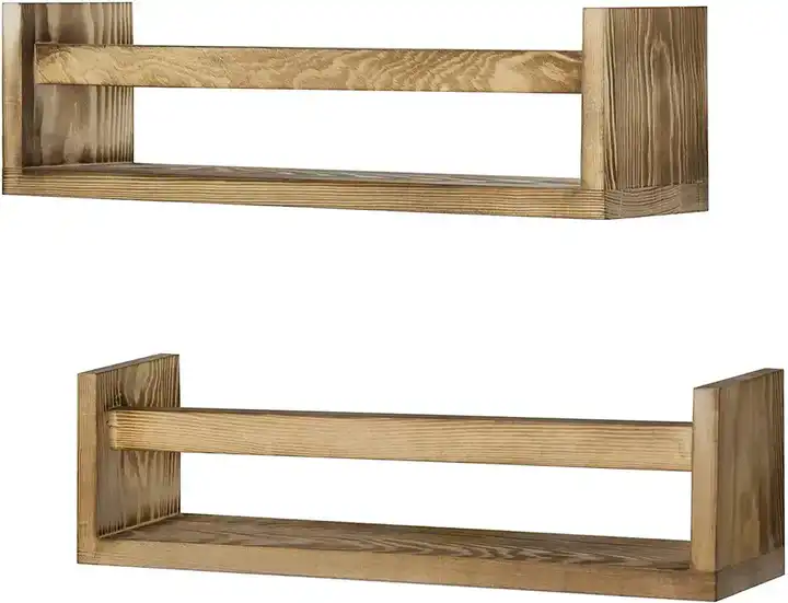 Wholesale Rustic Hanging Kitchen Wall Organizer Shelf Torched Wood Wall Mount Spice Rack