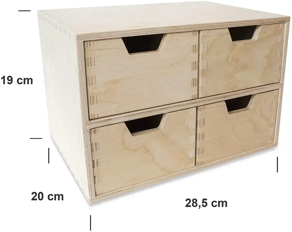 Custom Unfinished Wood Keepsake Organizer Chest Multifunctional Desktop Wooden Drawer Storage Box