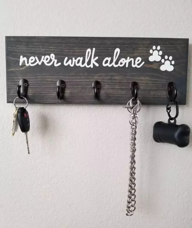 Custom Wall Mounted Rustic Key Hanger Vintage Wood Dog Leash Holder with Hooks