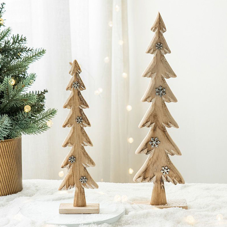 Wholesale Natural Small Wooden Christmas Tree Small Wood Christmas Tree Ornaments