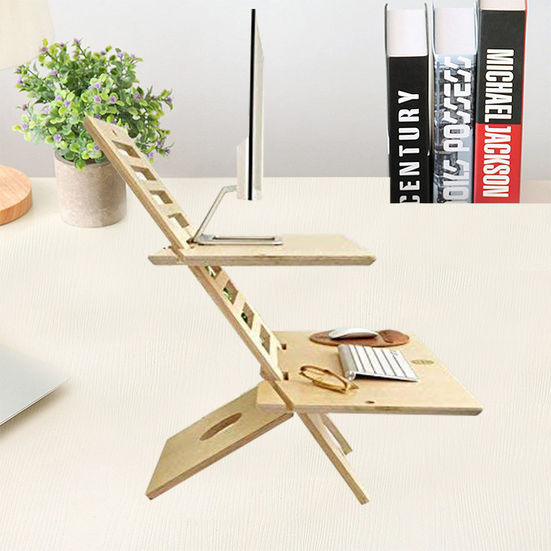 Foldable Adjustable Desk Portable Universal Wood Laptop Riser Stand