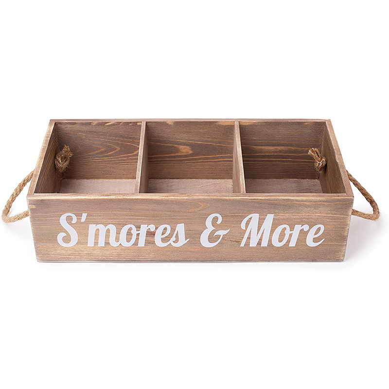 Smores Caddy Tray bar Station-Camping Accessories Outdoor Food Tray-Wooden Organizer Box Birthday Party Gift for Teacher