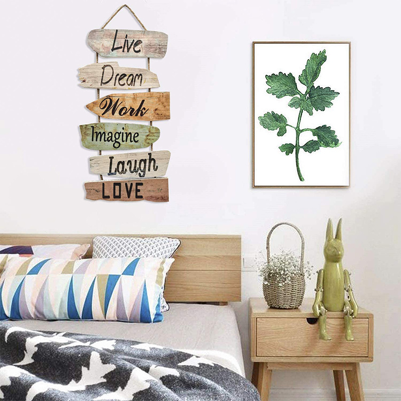 Rustic wooden Hanging Wall Sign Live Dream Work  Imagine Laugh Love Wooden Wall Sign Wood Wall Decoration for Home Decor