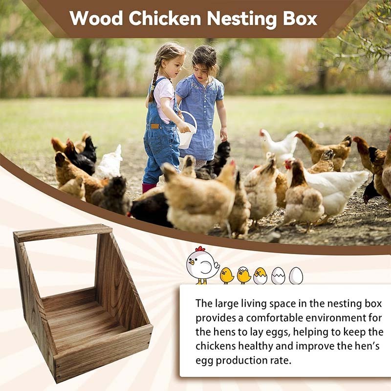 Customized natural bamboo and wood chicken nest box with handles convenient to move wooden chicken coop box