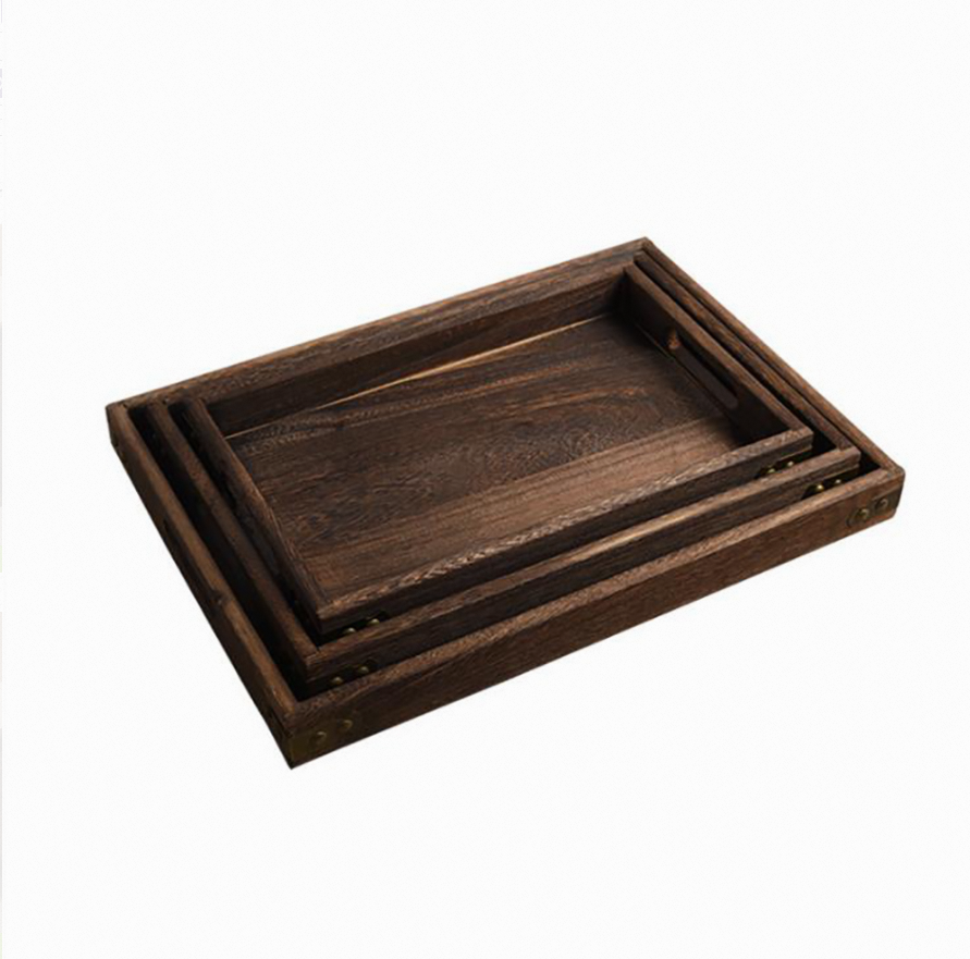 Rectangular Food Trays Rustic Wood Pallet Europe Wooden Serving Trays for Kitchen