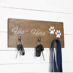 Wall Mounted His Hers and Paws Leash and Key Holder, Dog Lover Gift for Women