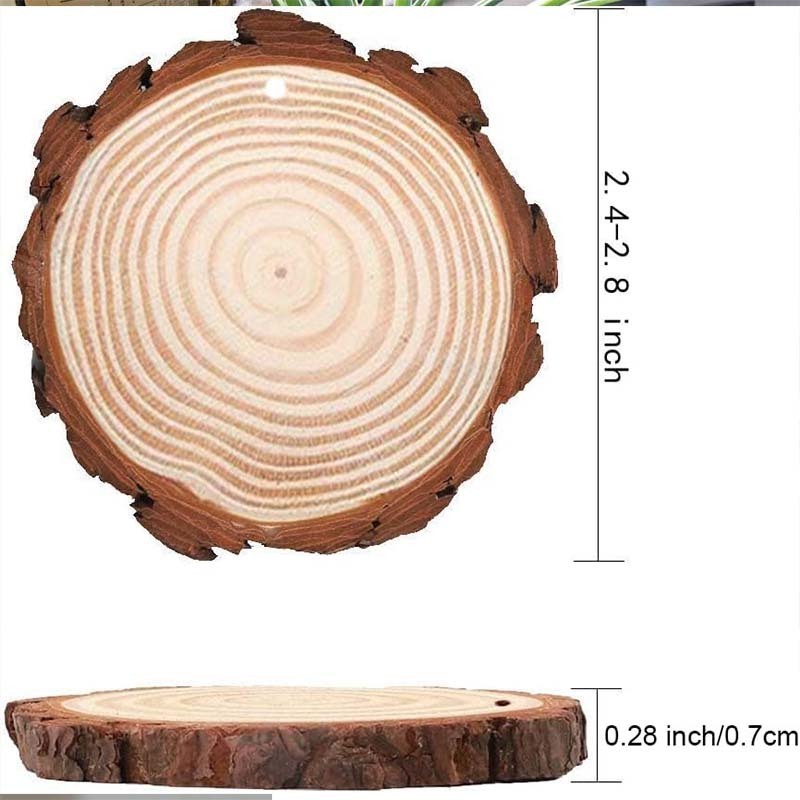 Natural wood card, unfinished wooden discs with pre drilled wood round disc for DIY craft ornaments