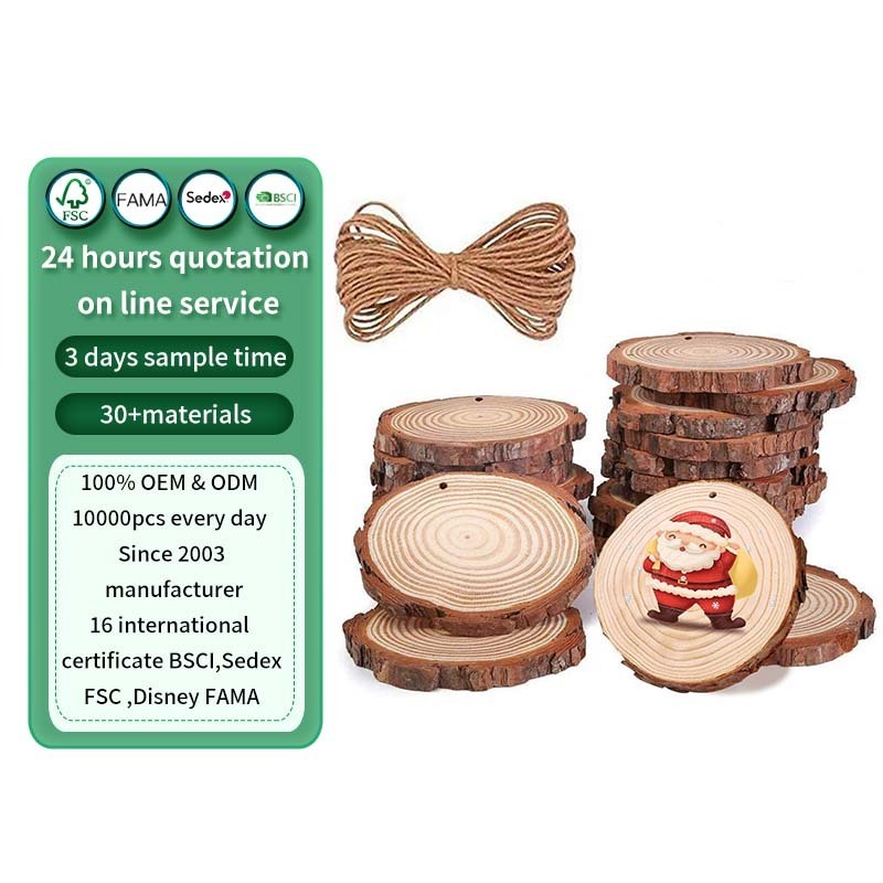 Natural wood card, unfinished wooden discs with pre drilled wood round disc for DIY craft ornaments