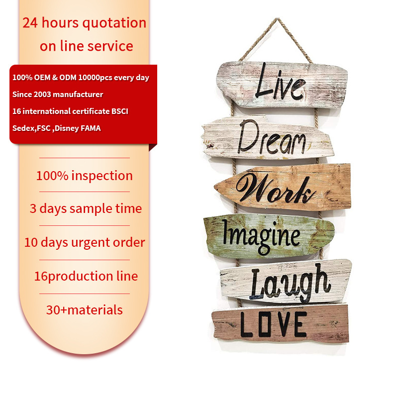 Rustic wooden Hanging Wall Sign Live Dream Work  Imagine Laugh Love Wooden Wall Sign Wood Wall Decoration for Home Decor