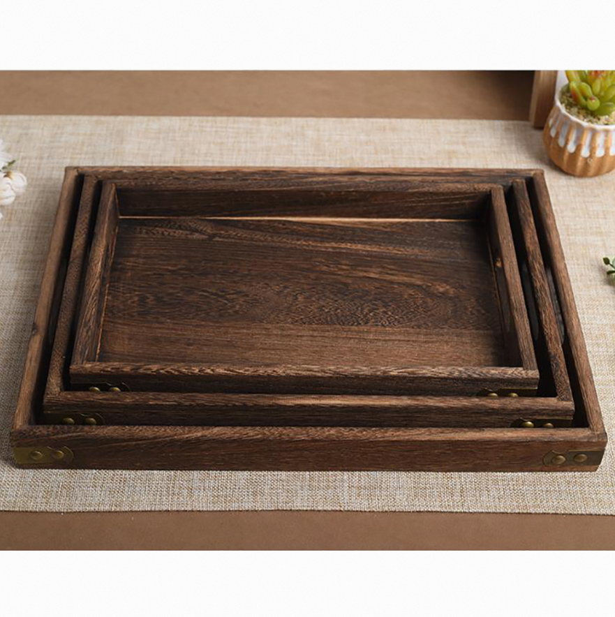 Rectangular Food Trays Rustic Wood Pallet Europe Wooden Serving Trays for Kitchen